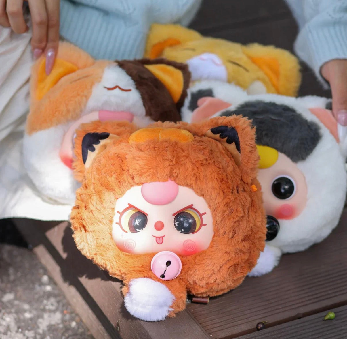 Baby Three Fortune Cat Plush Zipper Bag Series
